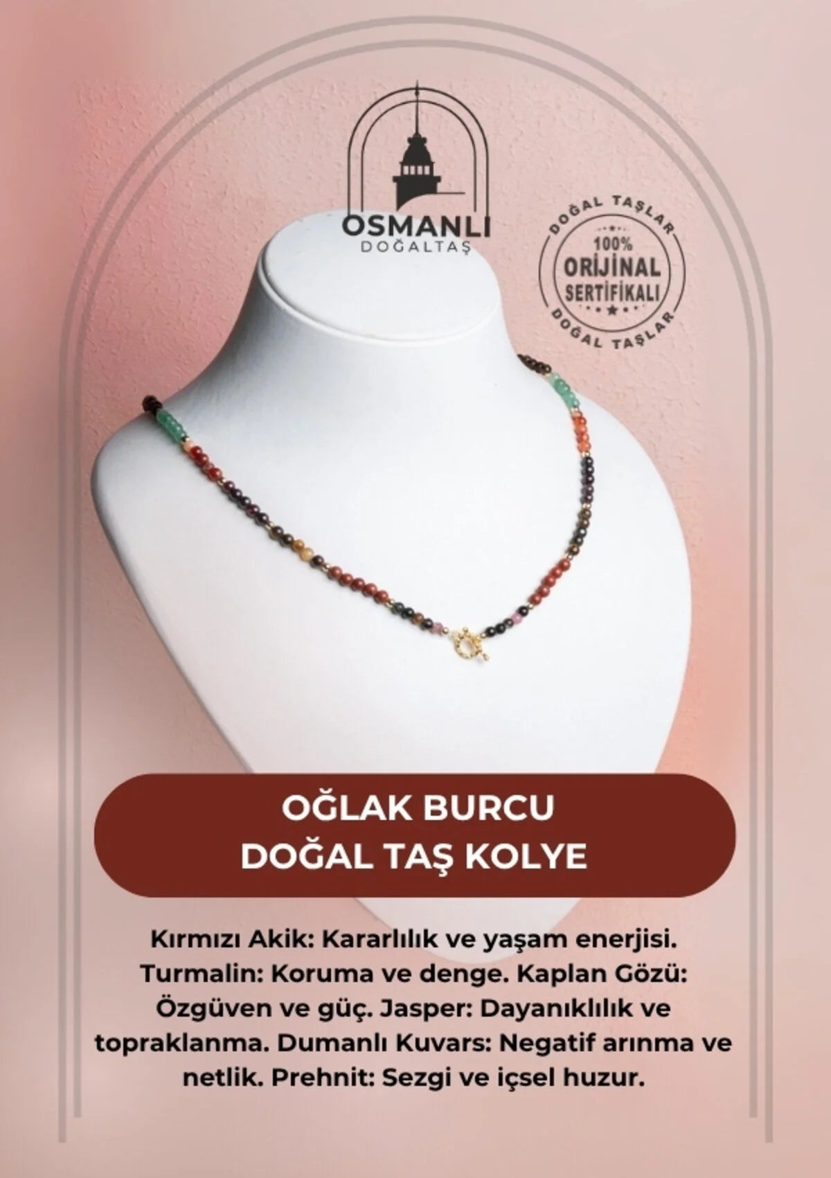 Sertifikalı Oğlak Burcu Doğal Taş Kolye