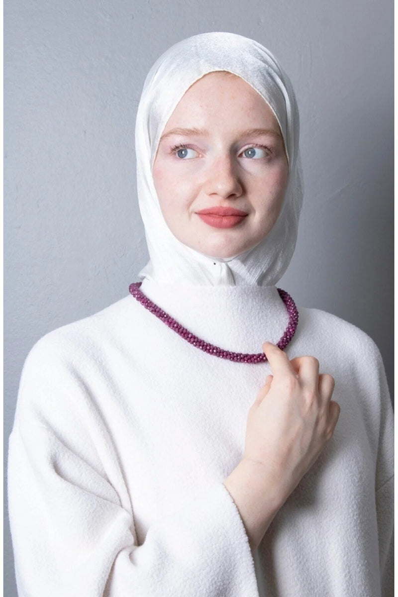 Sertifikalı El İşçiliği Örme Yakut Gümüş Kapama Kolye (SK:419)