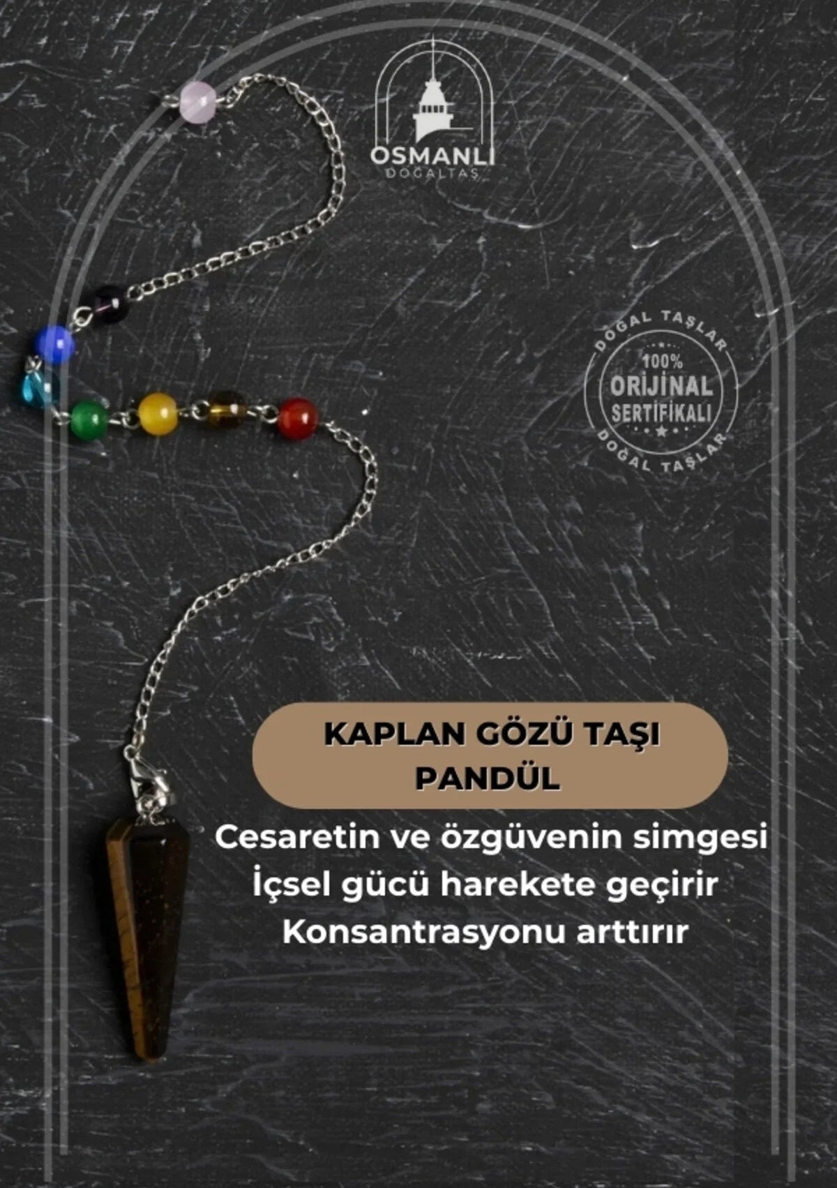 Osmanlı Doğal Taş Sertifikalı Kaplan Gözü Pandül