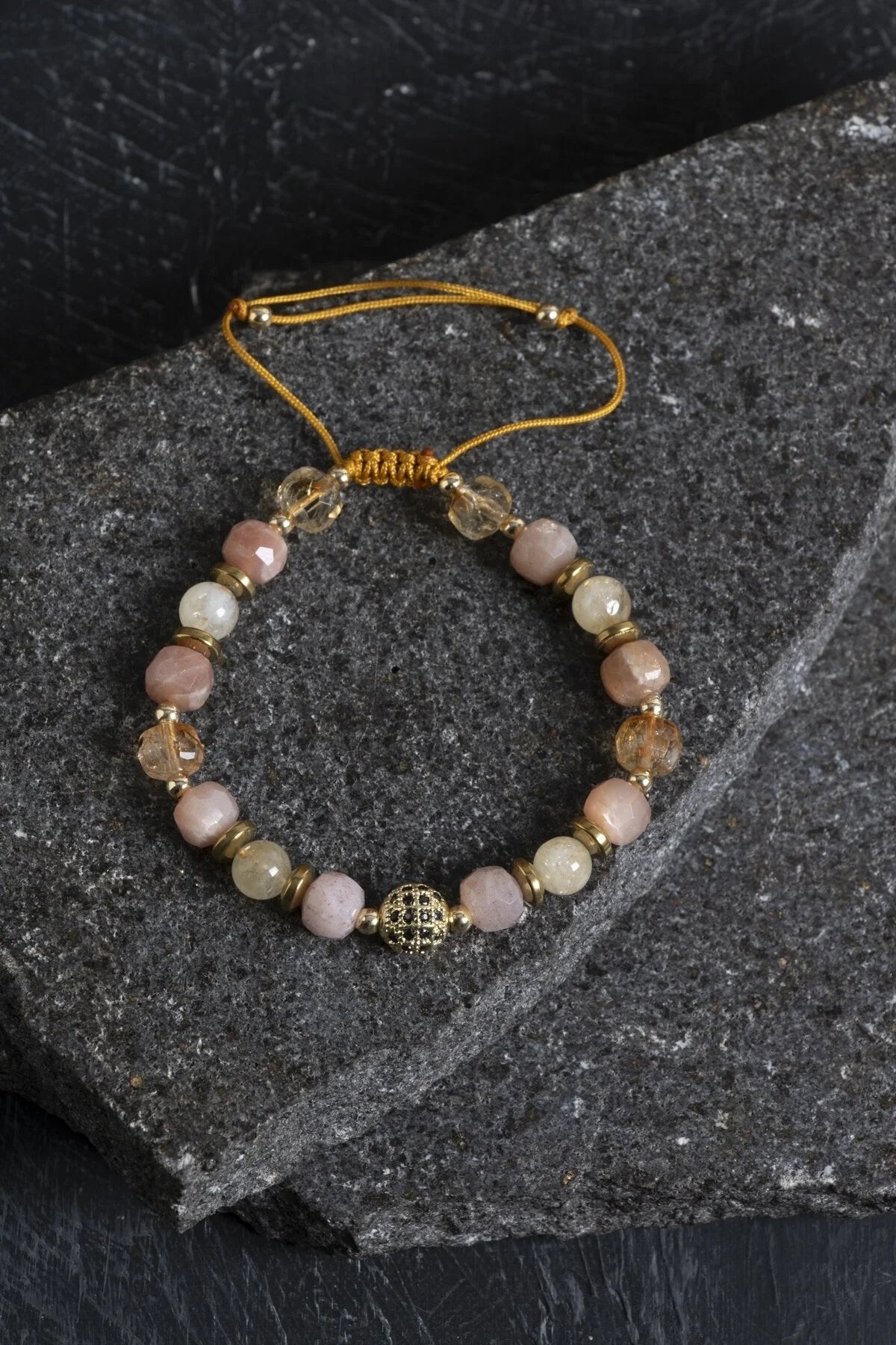 Sertifikalı Sitrin ve Güneş Taşı Doğaltaş Bileklik