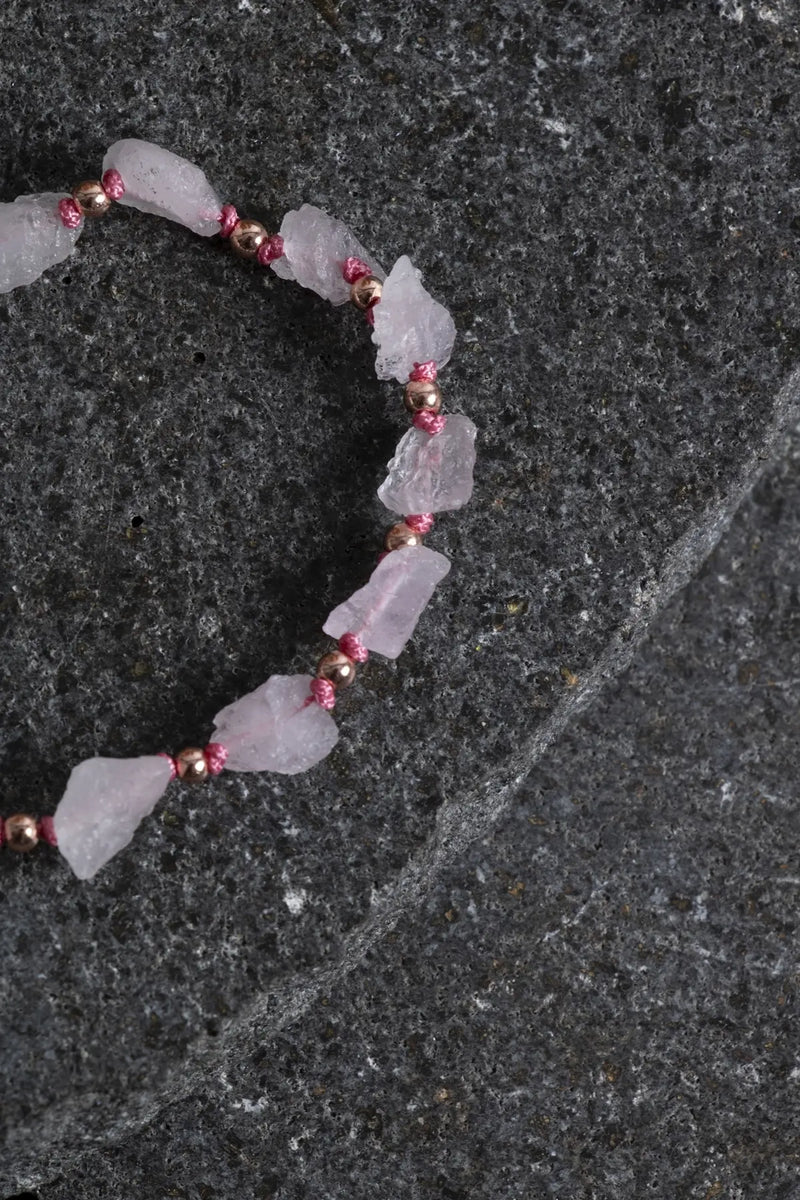 Sertifikalı Ham Pembe Kuvars Doğaltaş Bileklik