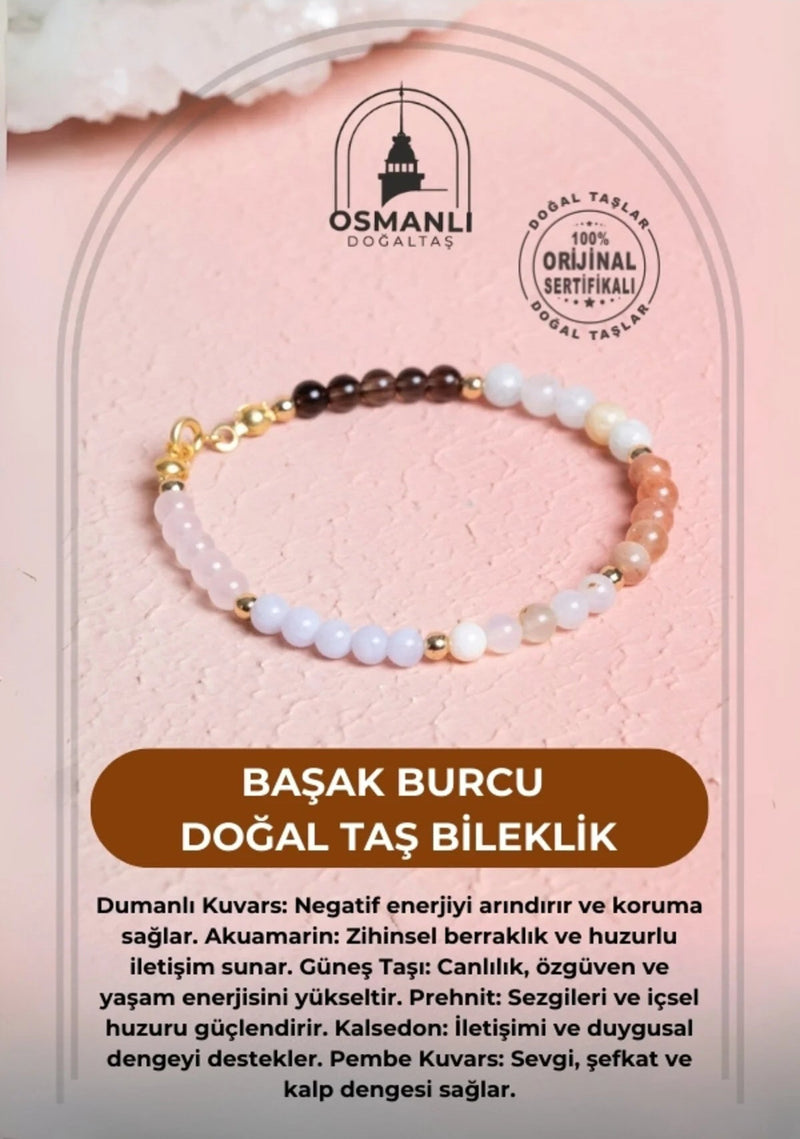 Sertifikalı Başak Burcu Doğal Taş Bileklik