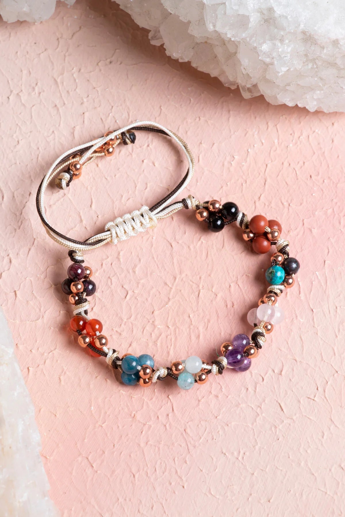 Sertifikalı Doğal Taş Makrome Bileklik-Başak Burcu