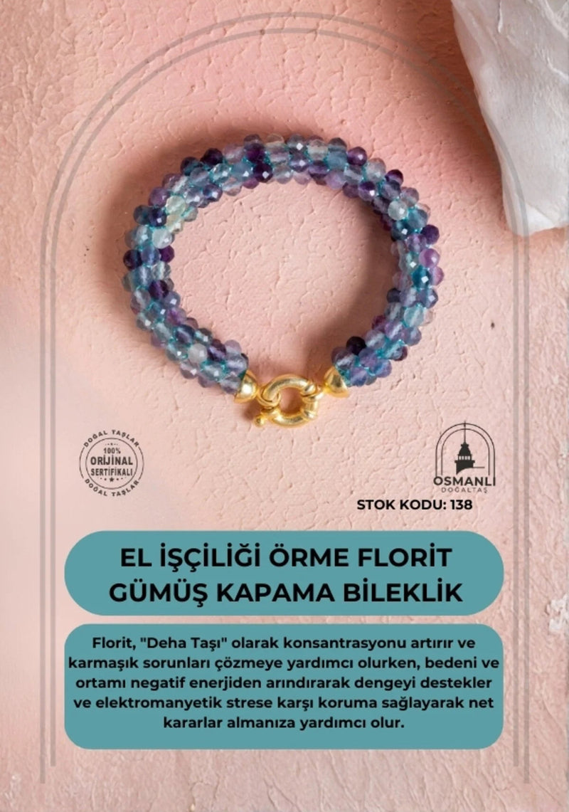 Sertifikalı El İşçiliği Örme Florit Gümüş Kapama Bileklik (SK:138)