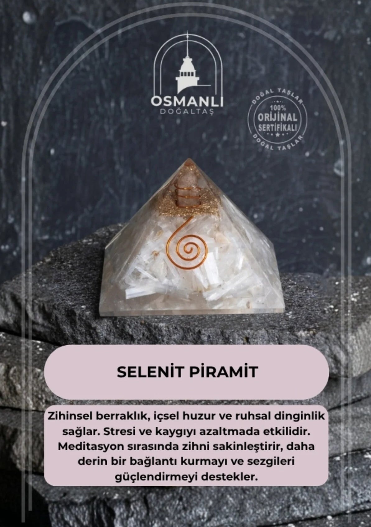 Sertifikalı Selenit Piramit