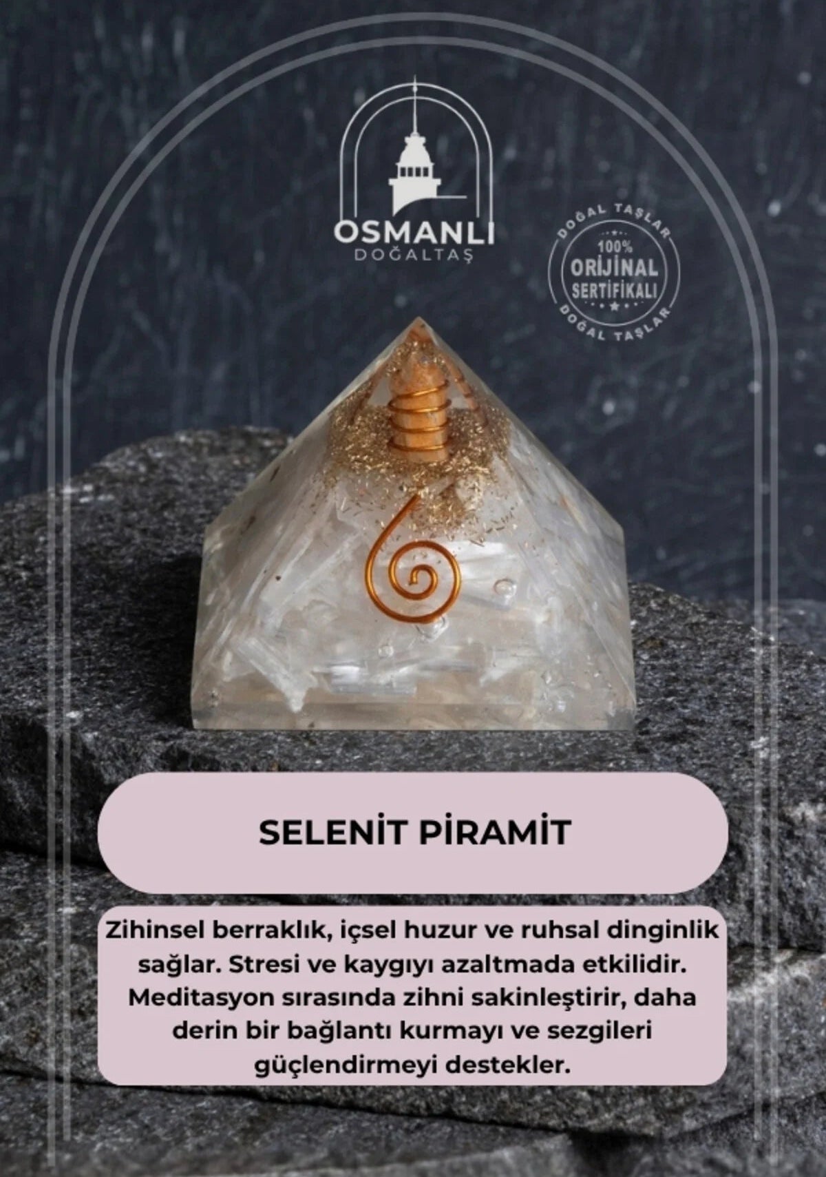 Sertifikalı Selenit Piramit