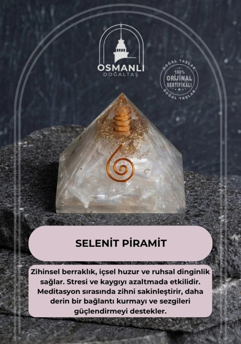 Sertifikalı Selenit Piramit