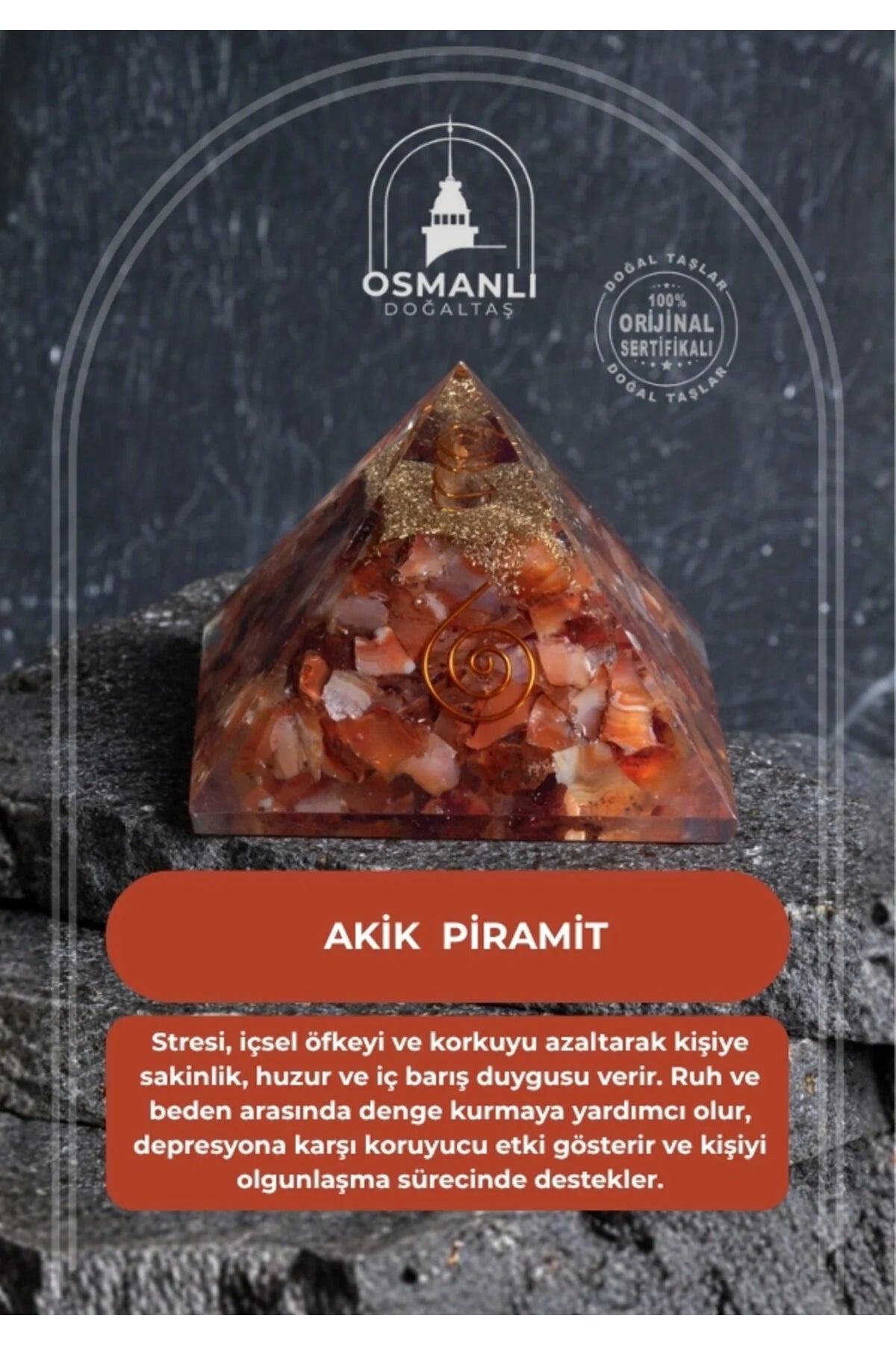 Sertifikalı Akik  Piramit