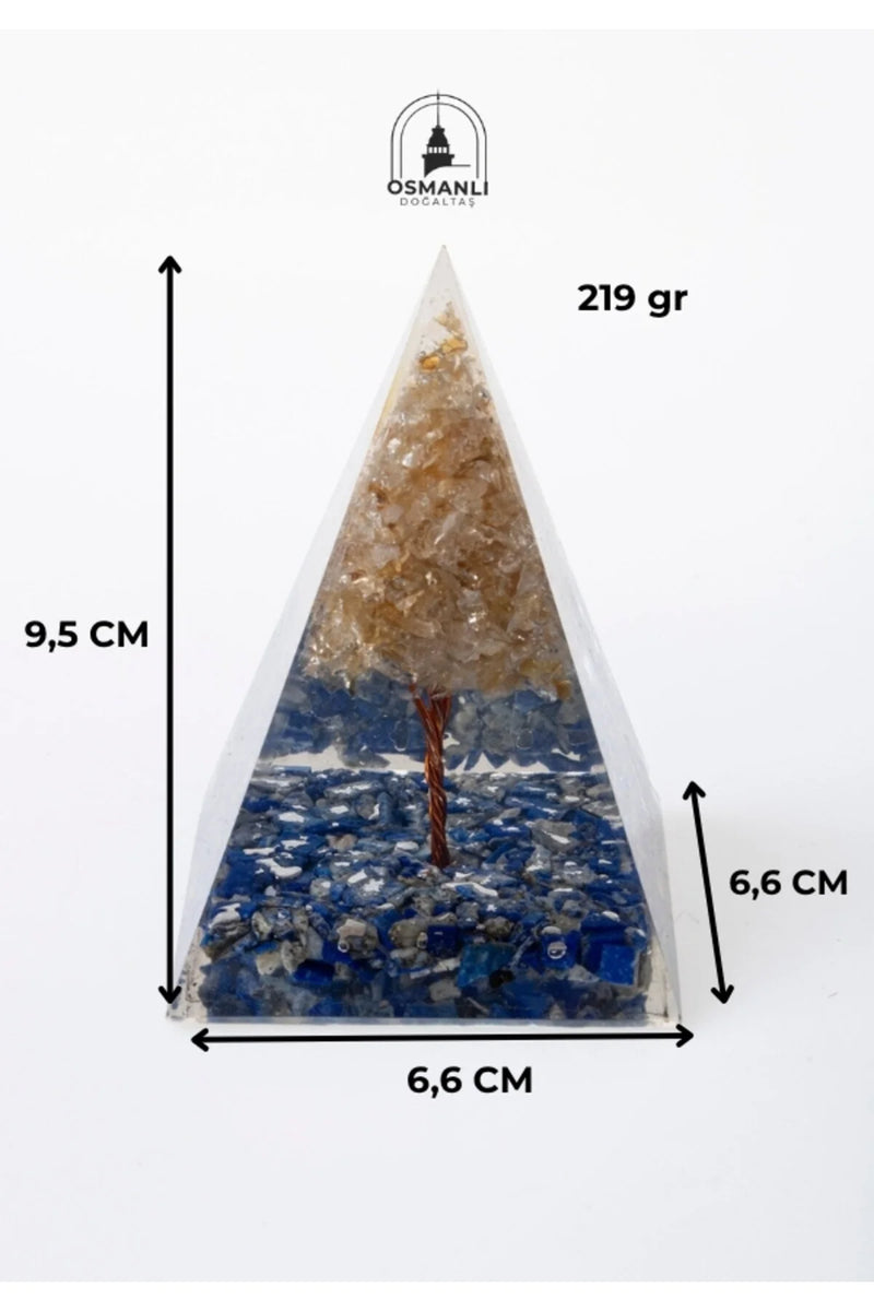 Sertifikalı Lapis Lazuli & Sitrin Ağaçlı Piramit