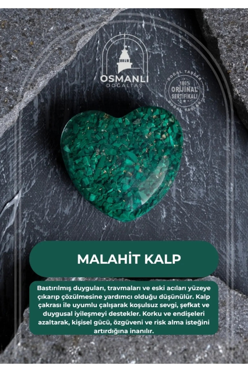 Sertifikalı Malahit Kalp