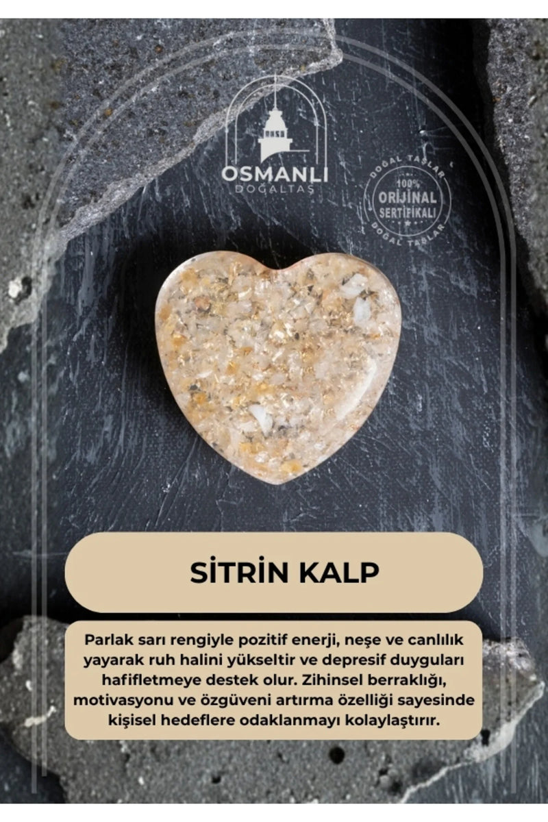 Sertifikalı Sitrin Kalp