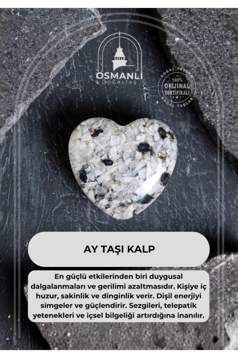 Sertifikalı Ay Taşı Kalp