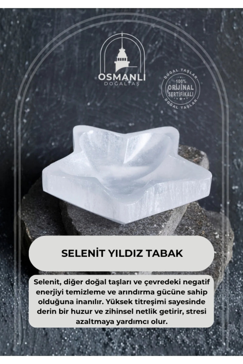 Sertifikalı Yıldız Selenit Tabak