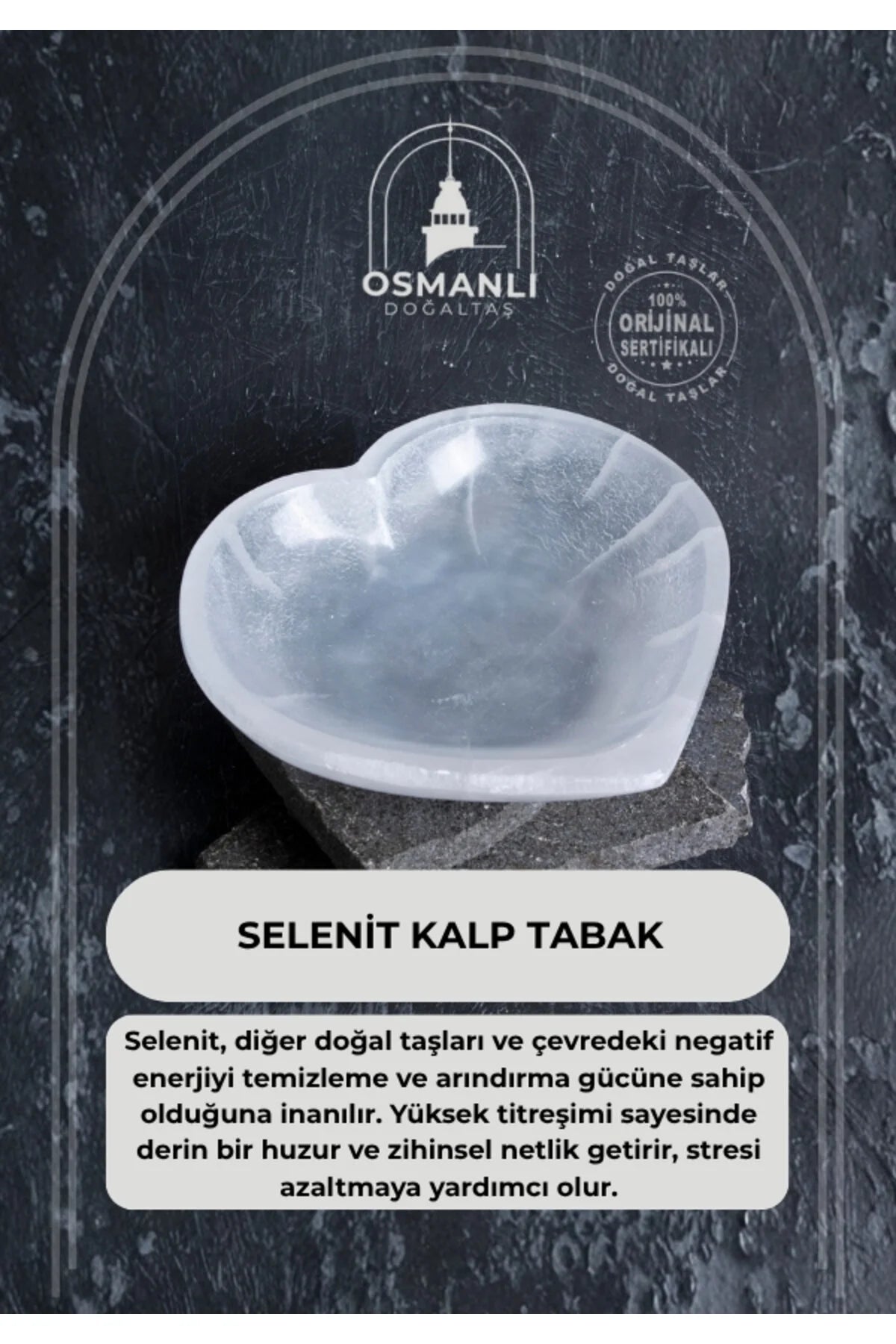 Sertifikalı Selenit Kalp Tabak no.5
