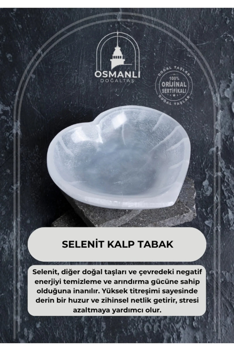 Sertifikalı Selenit Kalp Tabak no.5