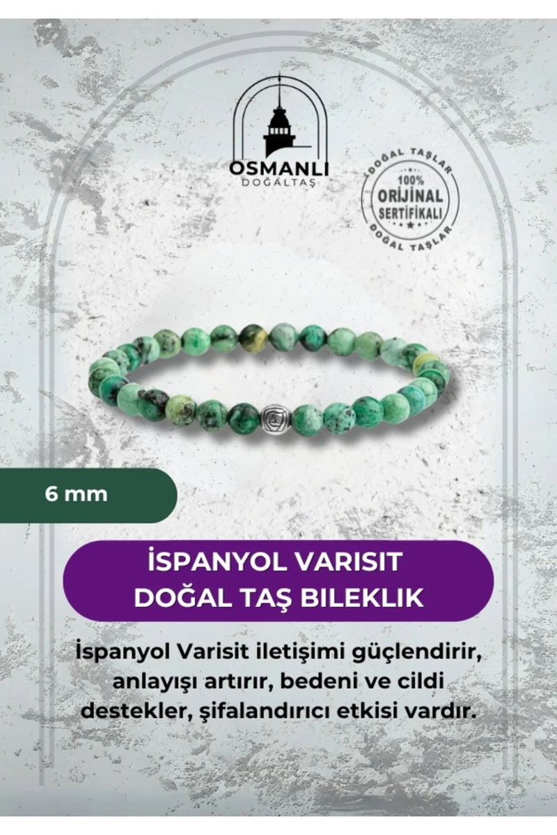 İspanyol Varisit 6mm Doğal Taş Bileklik