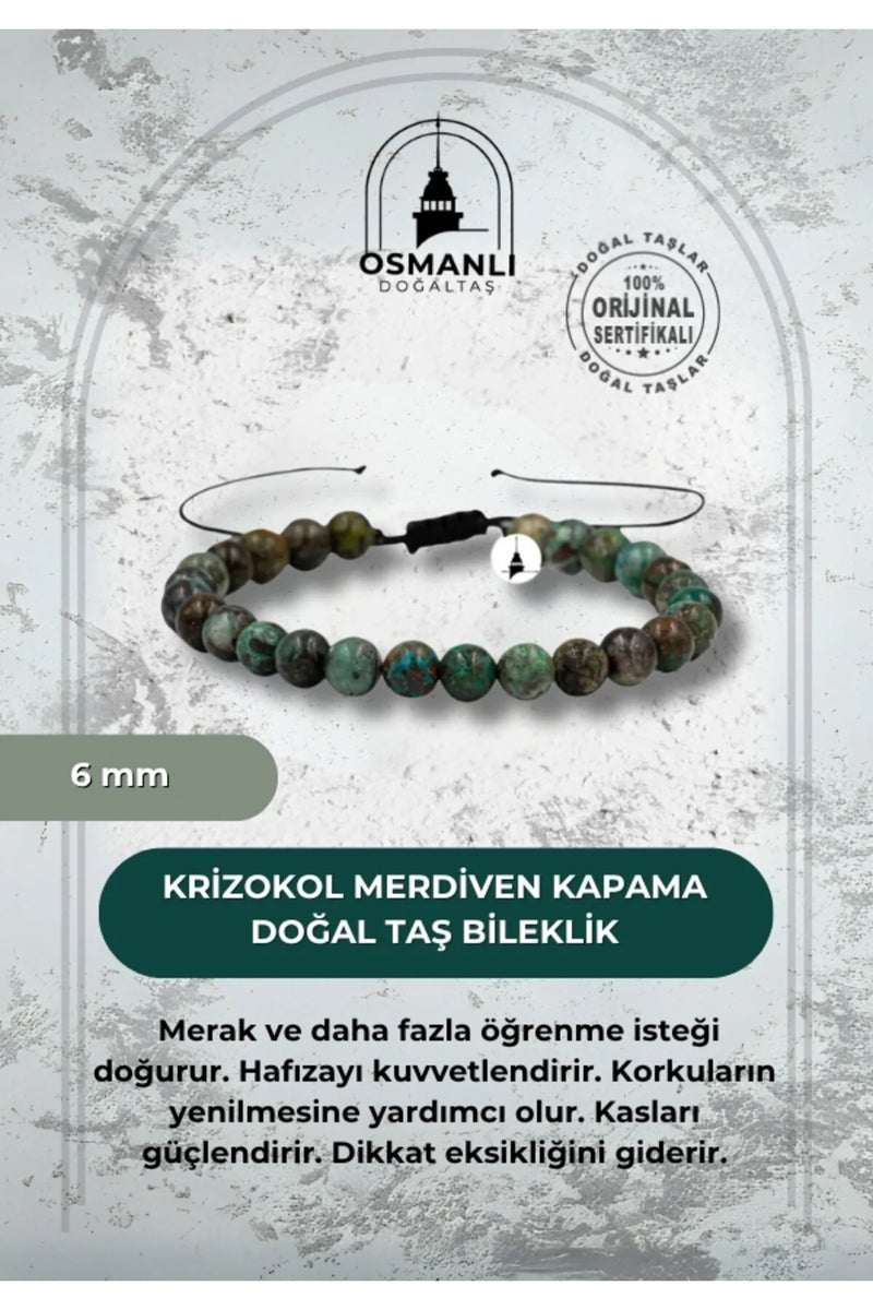 Krizokol 6mm Merdiven Kapama Doğal Taş Bileklik