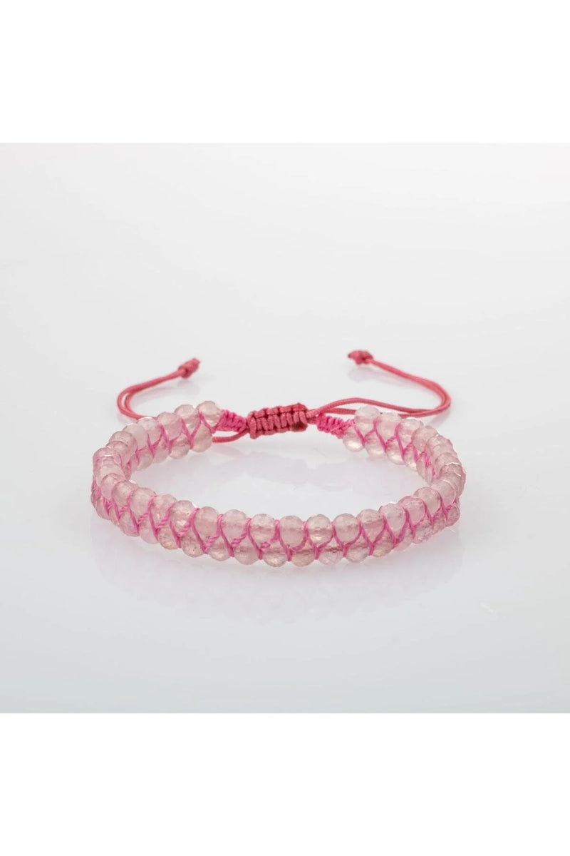 Pembe Kuvars (Gül Kuvars) 3-4mm Çift Sıra Doğal Taş Bileklik