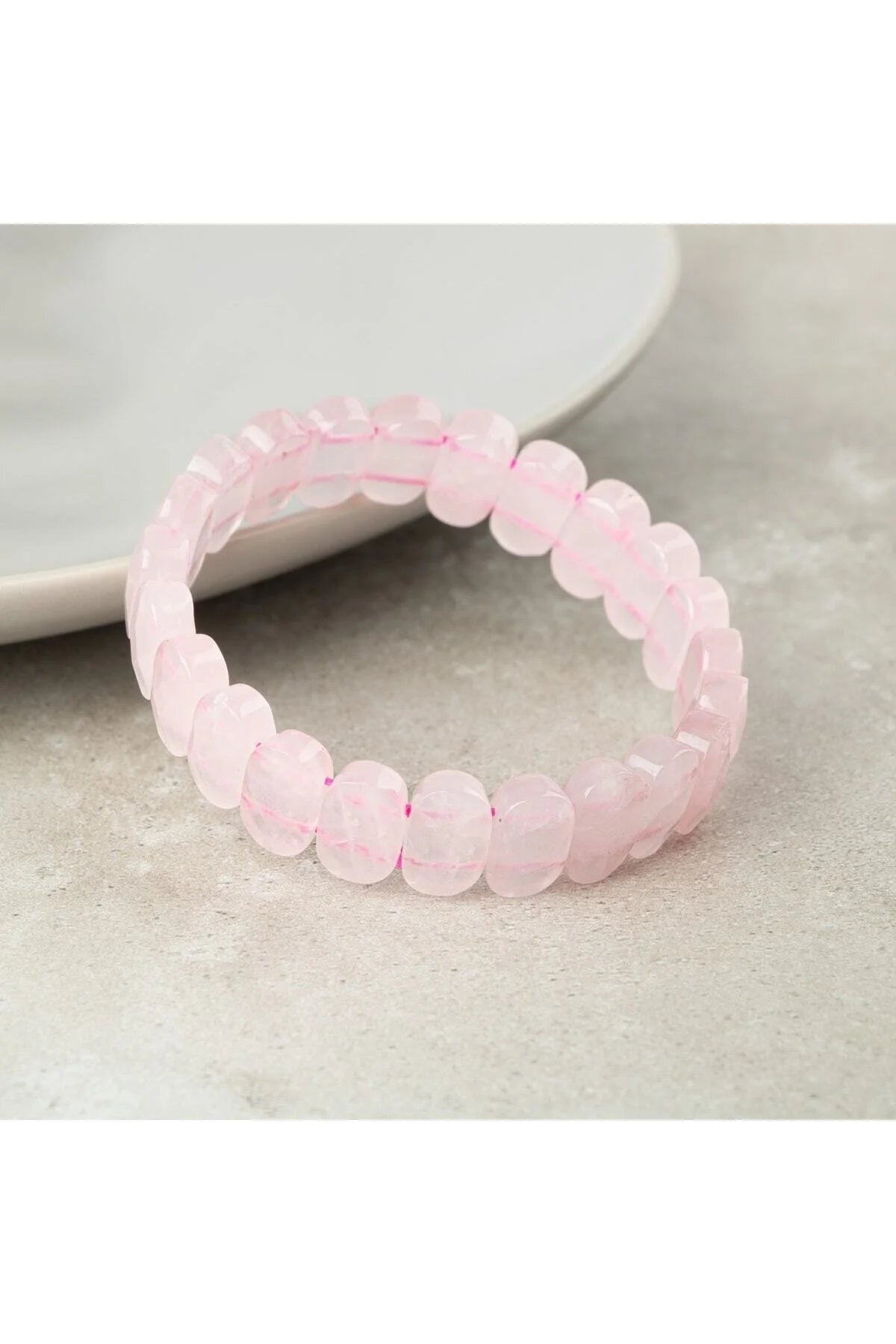 Pembe Kuvars (Gül Kuvars) Doğal Taş Geniş Kesim Bileklik