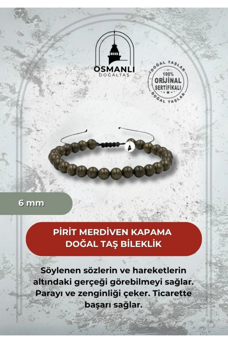 Pirit 6mm Merdiven Kapama Doğal Taş Bileklik