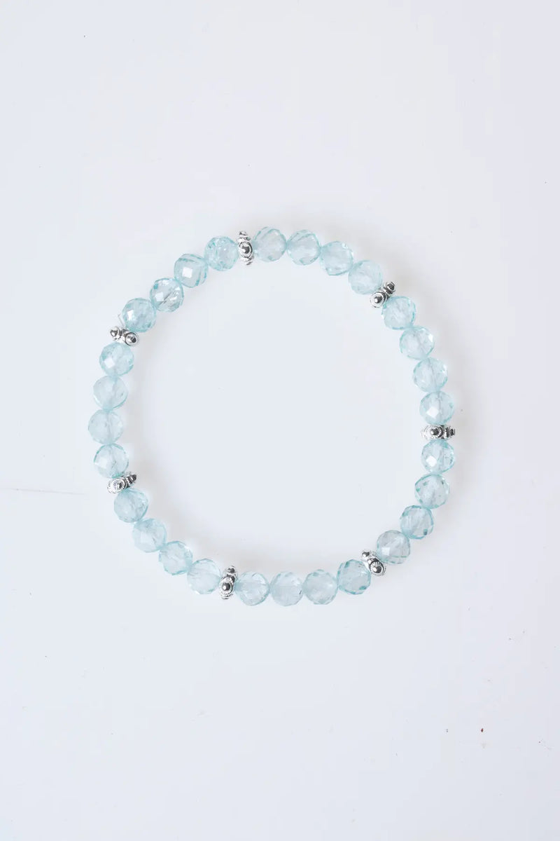 Sertifikalı Topaz Gümüş Aparatlı Doğal Taş Bileklik- 6mm (SK:167)