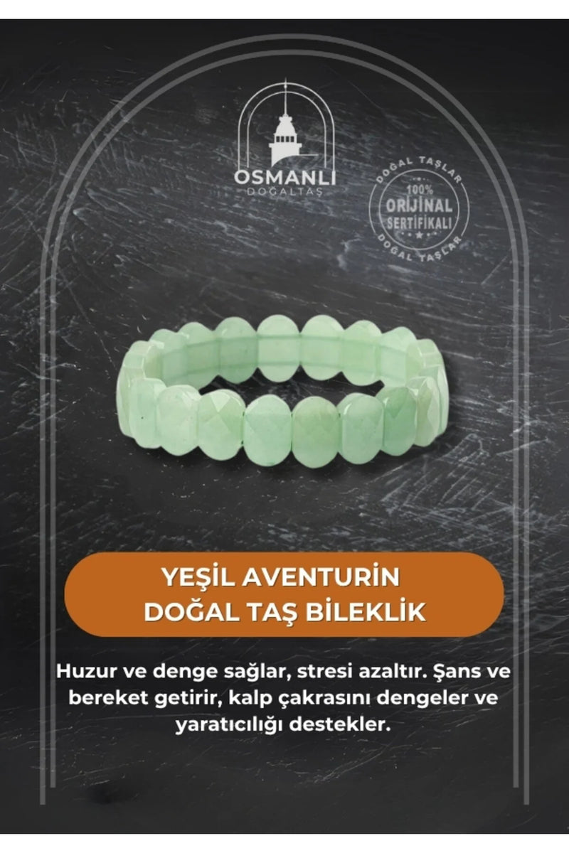 Yeşil Aventurin Doğal Taş Geniş Kesim Bileklik