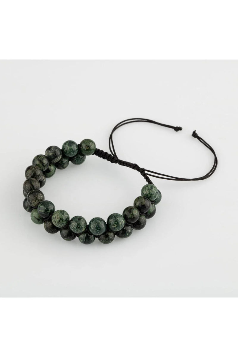 Yeşil Kanbaba Jasper 8mm Çift Sıra Makrome Doğal Taş Bileklik