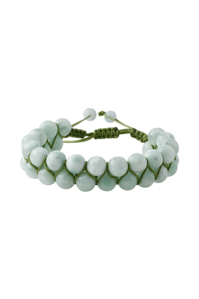 Yeşil Larimar 8mm Çift Sıra Makrome Doğal Taş Bileklik