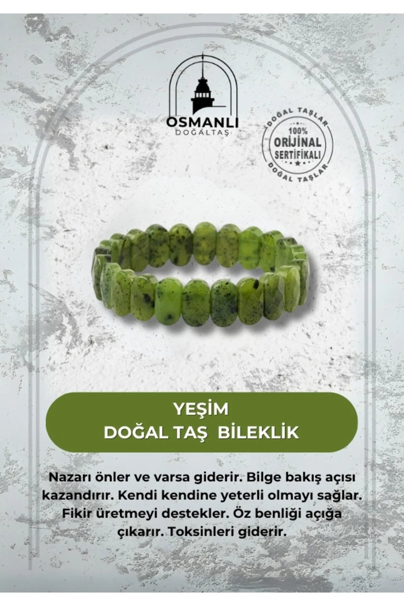 Yeşim Doğal Taş Geniş Kesim Bileklik
