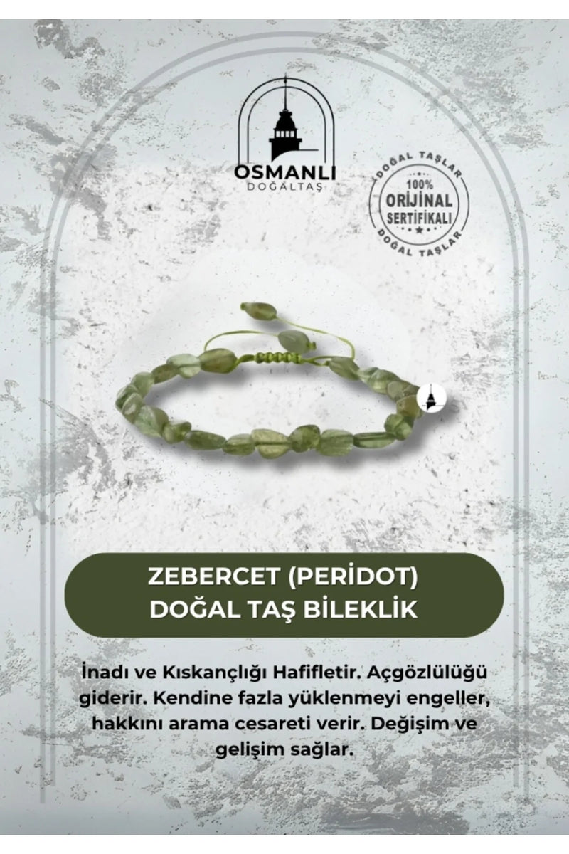 Zebercet (Peridot) Natürel Kesim Doğal Taş Bileklik