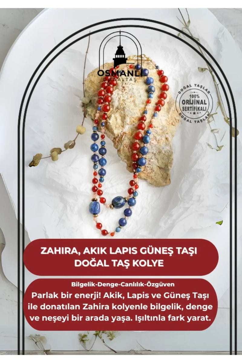 Zahira, Akik Lapis Güneş Taşı Doğal Taş Kolye