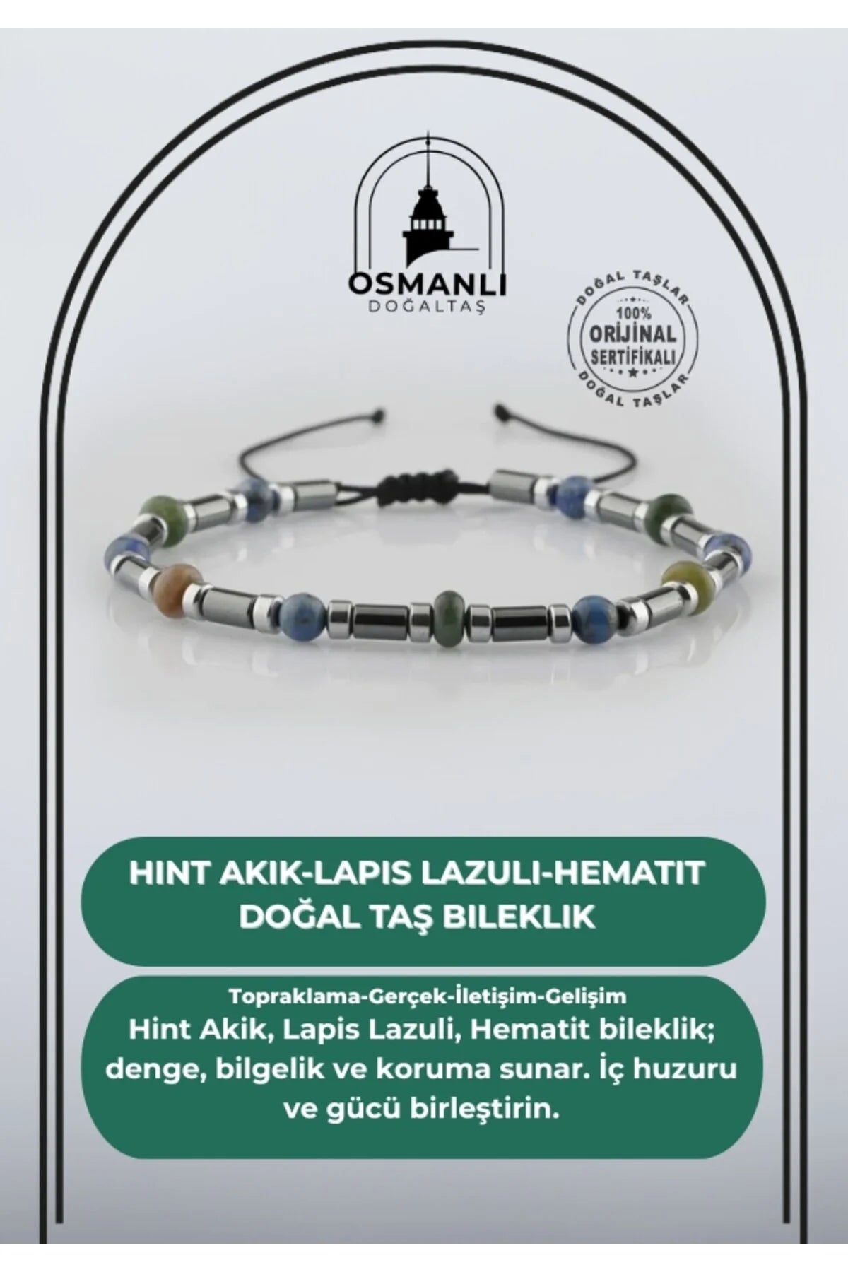 Hint Akik-Lapis Lazuli-Hematit Doğal Taş Bileklik
