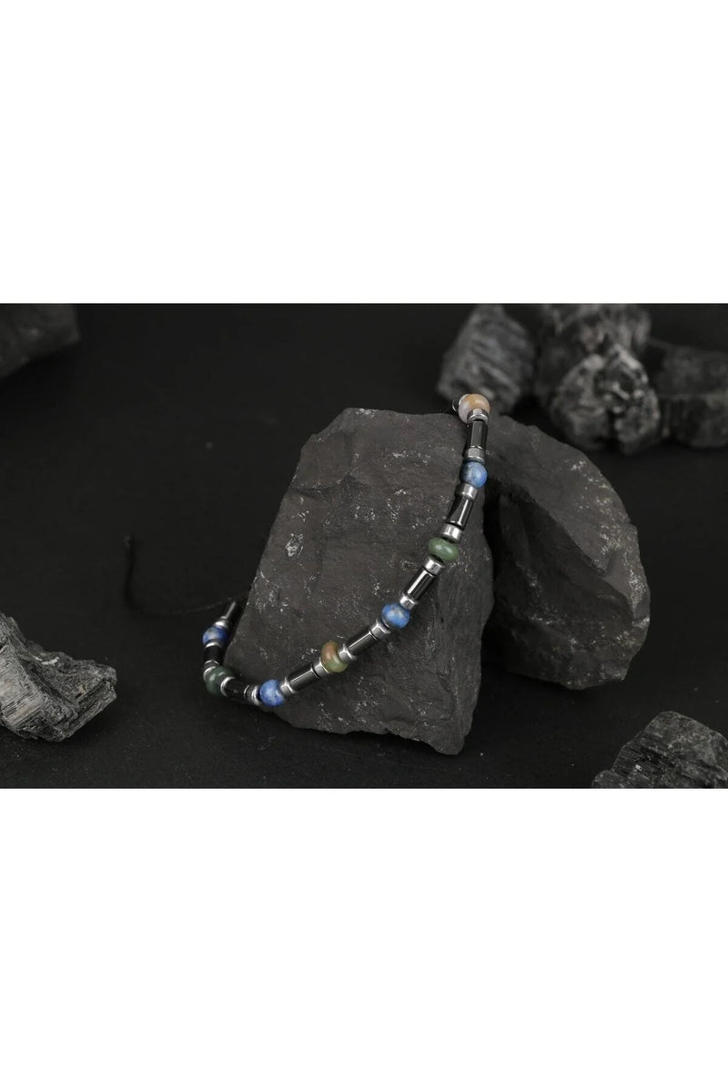 Hint Akik-Lapis Lazuli-Hematit Doğal Taş Bileklik