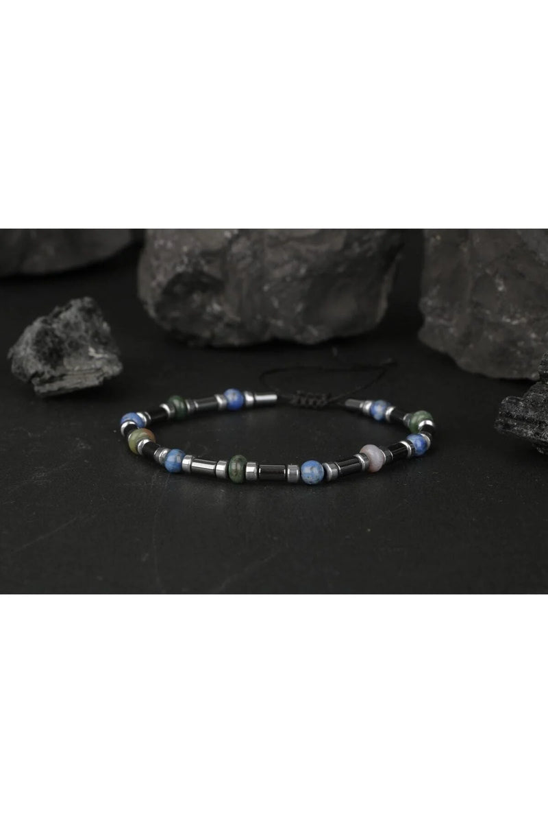 Hint Akik-Lapis Lazuli-Hematit Doğal Taş Bileklik