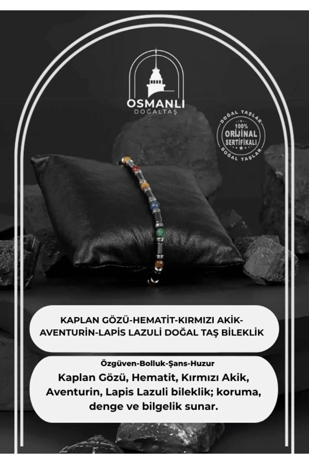 Hint Akik-Kaplan Gözü-Hematit Doğal Taş Erkek Tasarım Bileklik