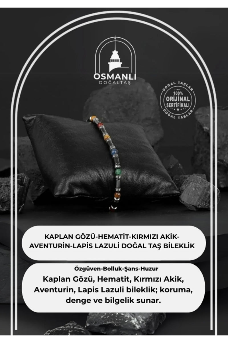 Hint Akik-Kaplan Gözü-Hematit Doğal Taş Erkek Tasarım Bileklik