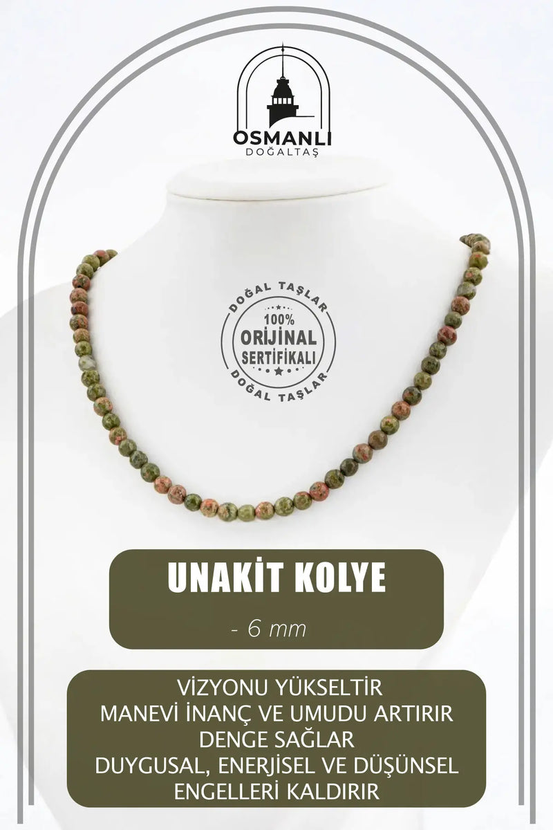 Unakit 6 mm Dizi Doğal Taş Kolye