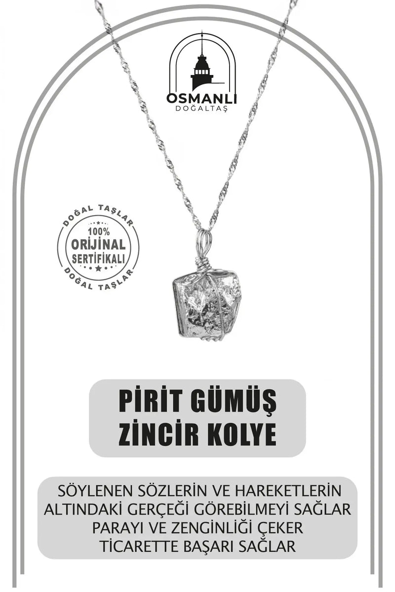 Prit Doğal Taş Gümüş Zincir Kolye