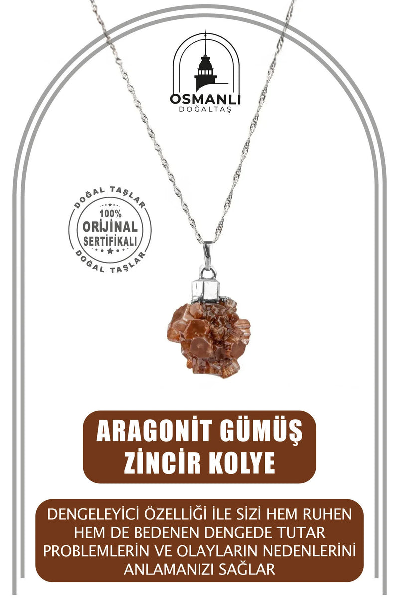 Aragonit Doğal Taş Gümüş Zincir Kolye