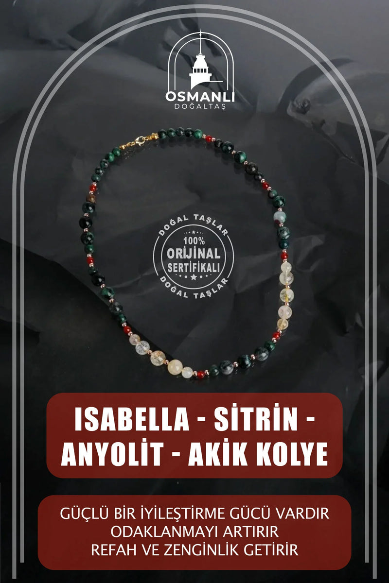 İsabella, Sitrin Anyolit Akik Doğal Taş Kolye
