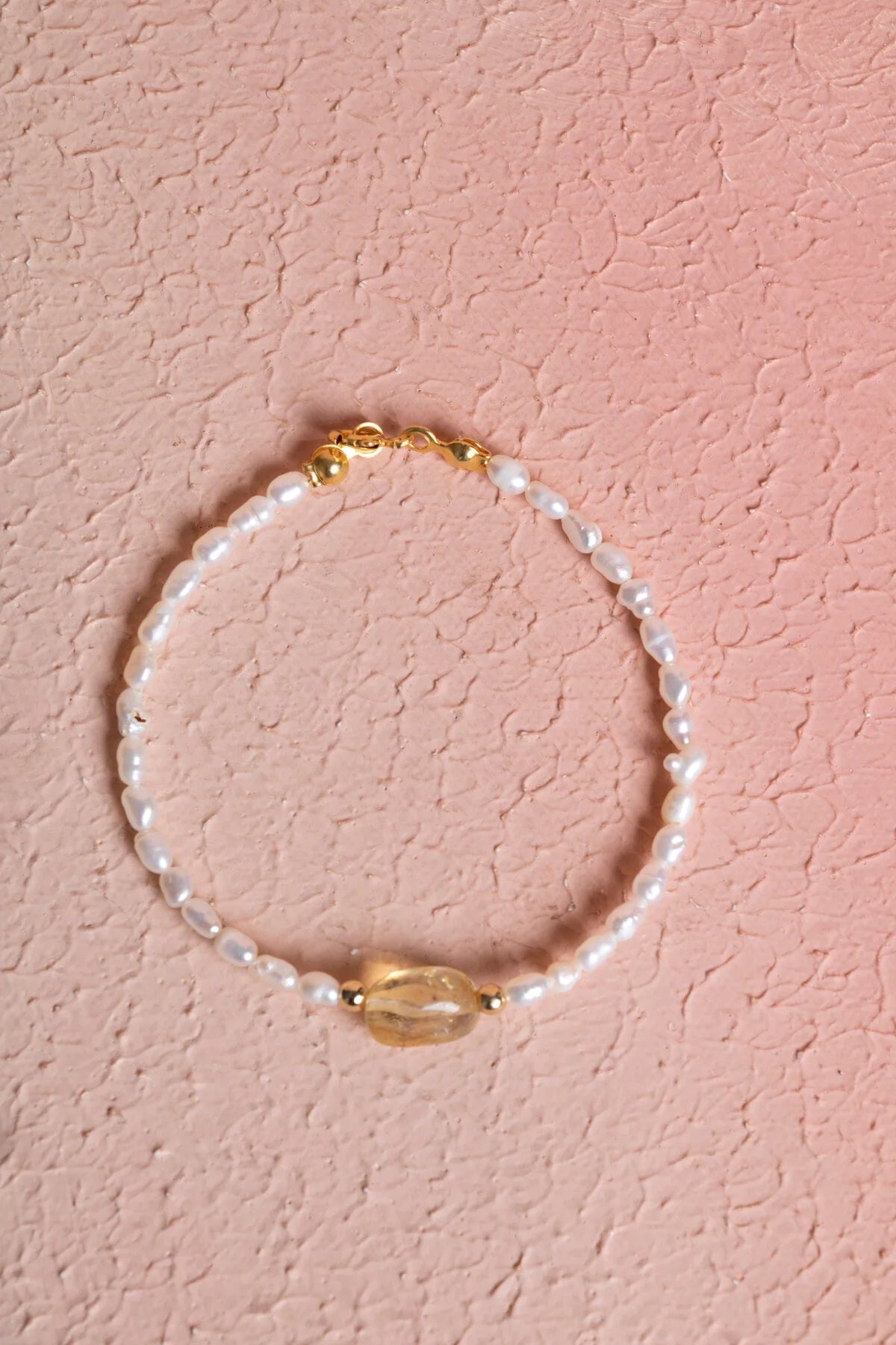 Sertifikalı İnci, Sitrin Gümüş Kapama Doğal Taş Bileklik (SK:068)