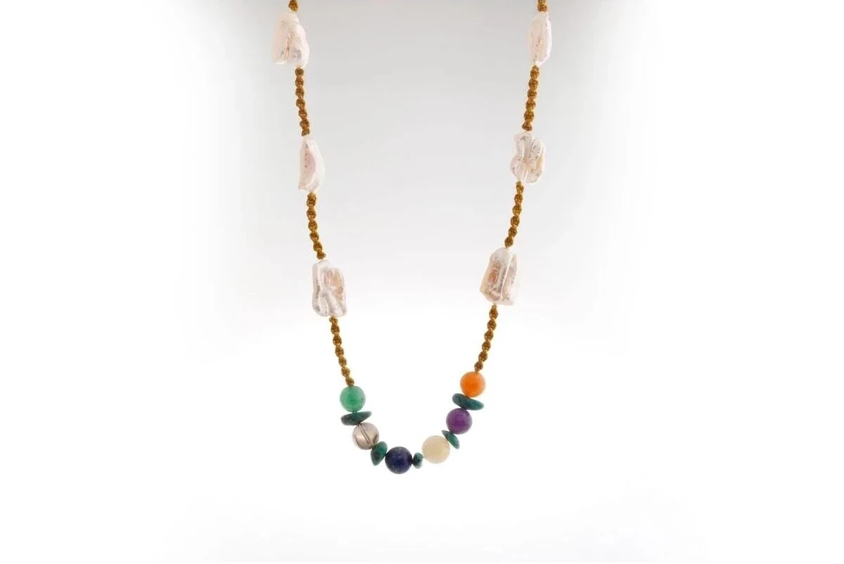 Çakra İnci Kolye Ametist, Dumanlı Kuvars, İnci, Lapis Lazuli, Sitrin