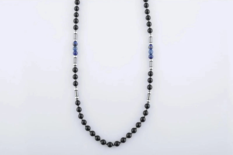 Siyah Turmalin-Lapis Lazuli-Hematit Doğal Taş Erkek Kolye