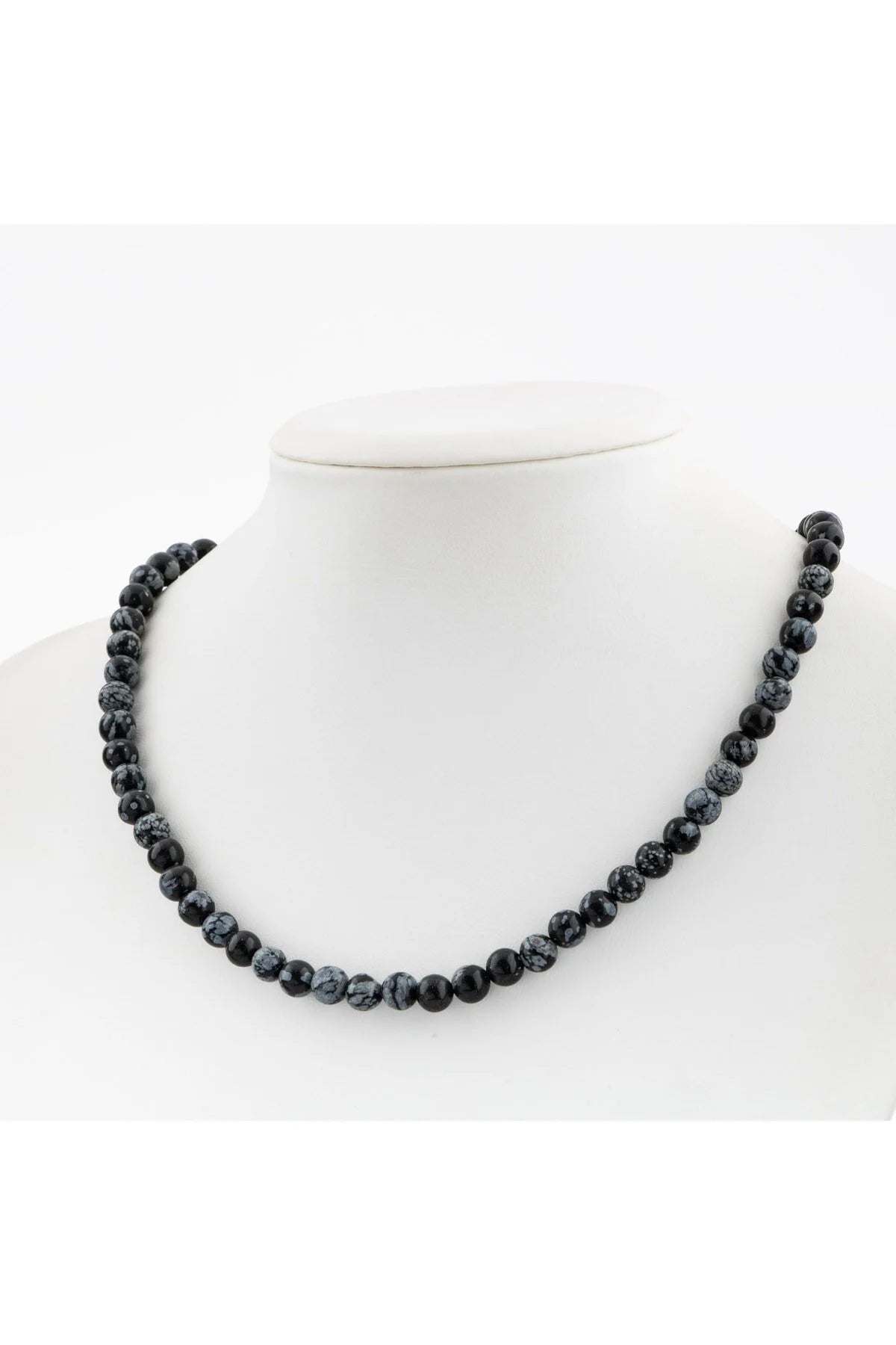 Karlı Obsidyen 6 mm Dizi Doğal Taş Kolye