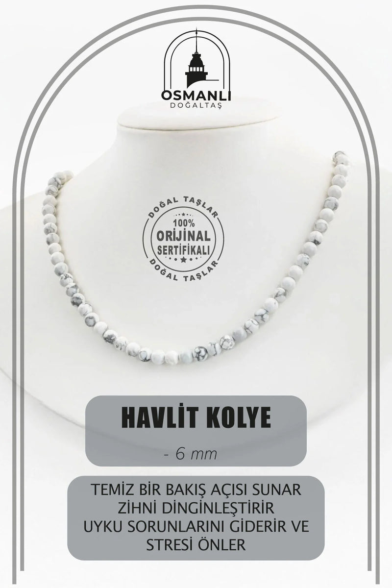 Havlit 6 mm Dizi Doğal Taş Kolye