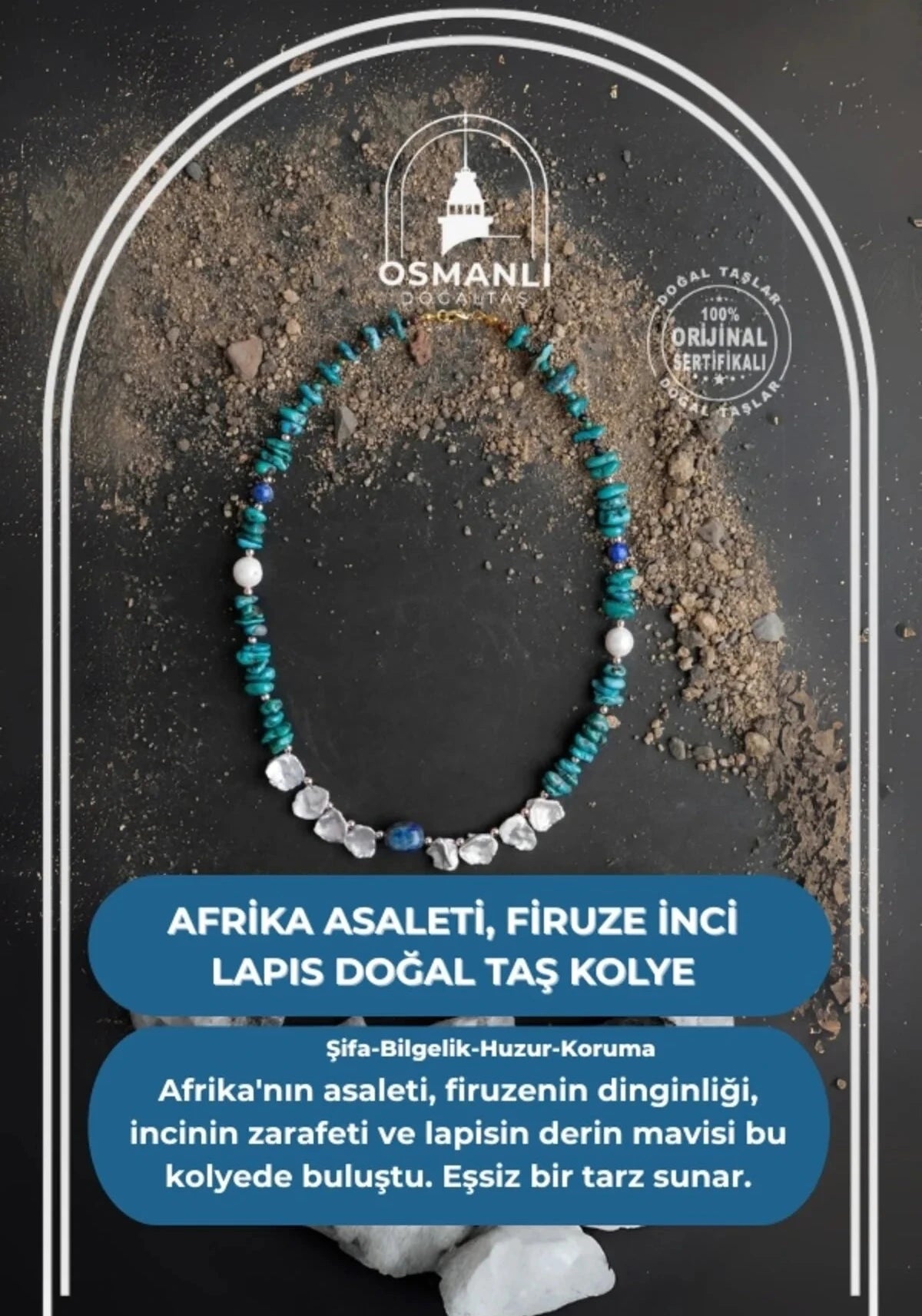Afrika Asaleti, Firuze İnci Lapis Doğal Taş Kolye
