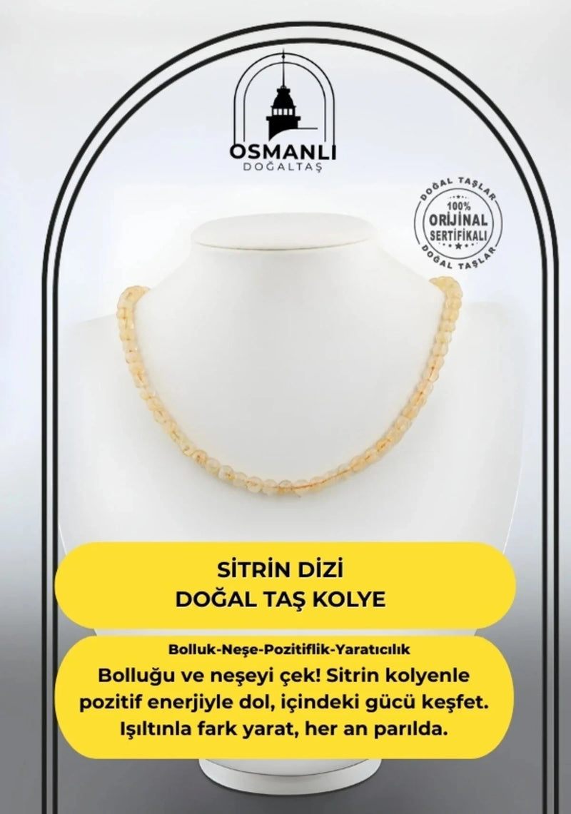Sitrin 6 mm Dizi Doğal Taş Kolye
