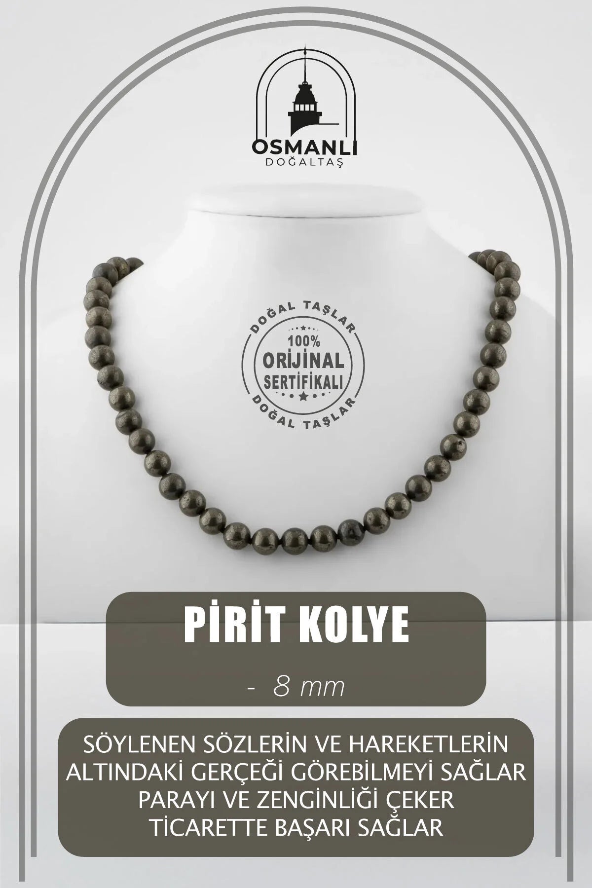Pirit 8 mm Düğümlü Doğal Taş Kolye