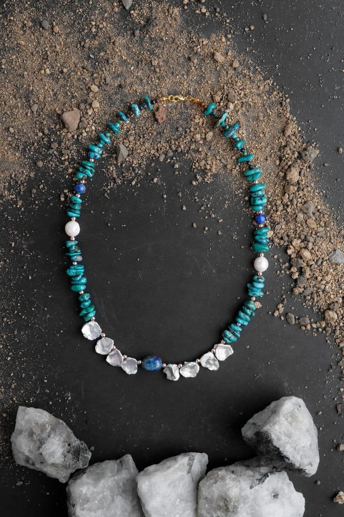 Afrika Asaleti, Firuze İnci Lapis Doğal Taş Kolye