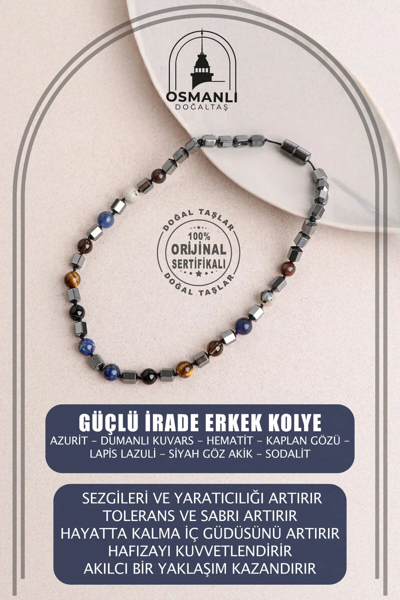 Güçlü İrade Doğal Taş Erkek Kolye